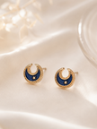 8mm Gold-Plated Stainless Steel Celestial Moon & Star Stud Earrings
