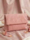 Elegant Pink Faux Leather Clutch Bag