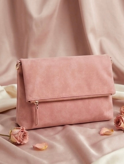 Elegant Pink Faux Leather Clutch Bag