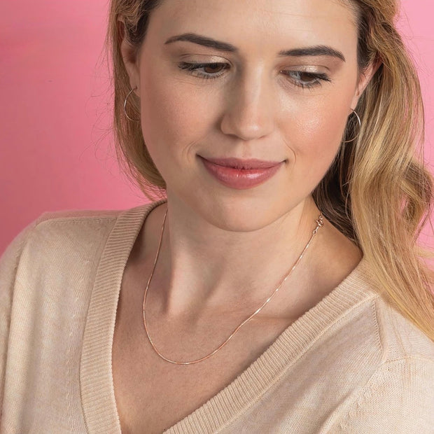 Classic 18K Rose Gold Plated Silver Chain – 30 inch Elegant Long Necklace
