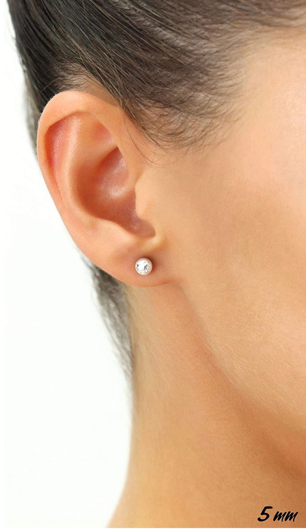 14k White Gold Ball Stud Earrings with Secure Screw-backs