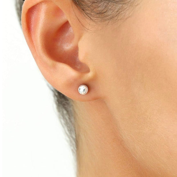 14K Solid White Gold Ball Studs – Classic Screw-Back Earrings