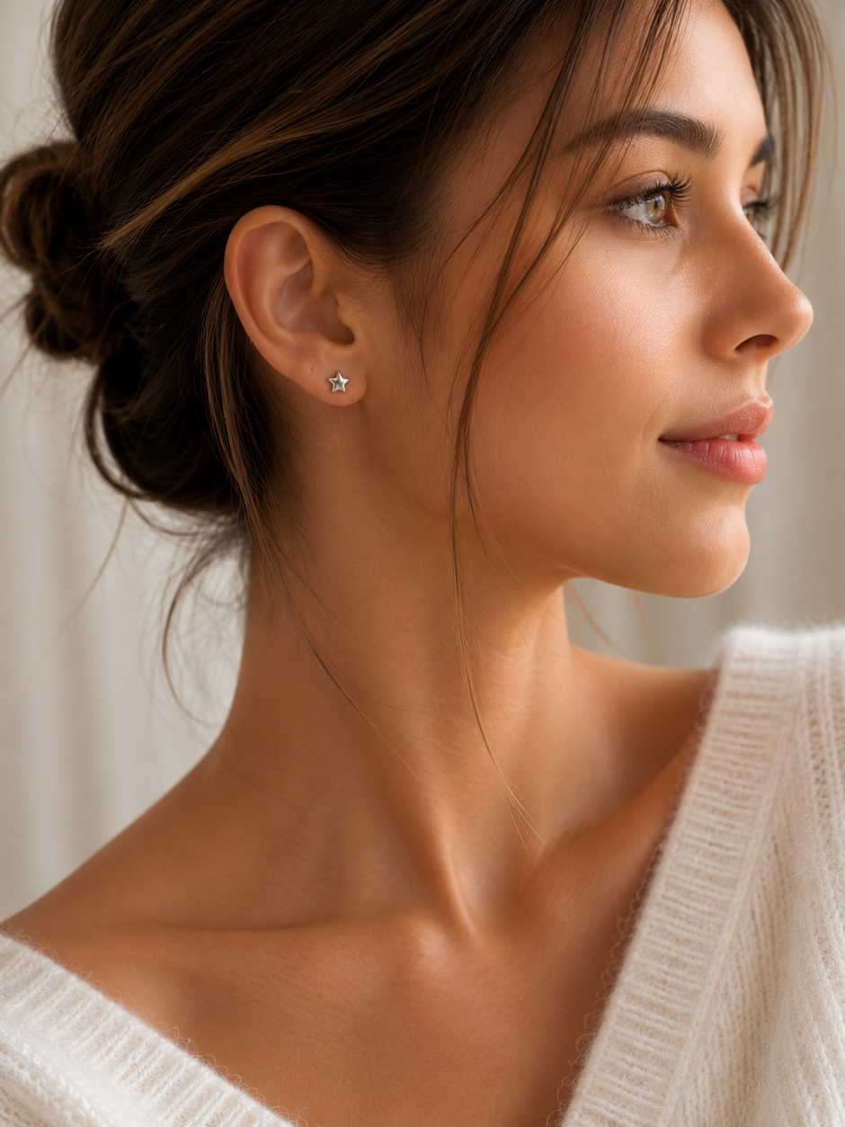Minimalist 7mm Stainless Steel Star Stud Earrings