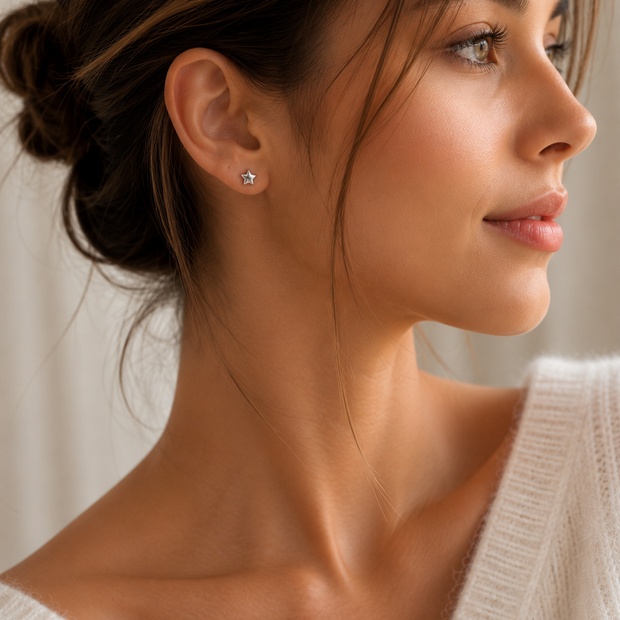Minimalist 7mm Stainless Steel Star Stud Earrings
