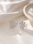 Sparkling Snowflake Cubic Zirconia Stainless Steel Stud Earrings