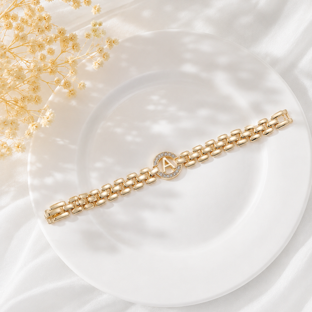 Elegant "A" Initial Diamond Gold-Plated Bracelet