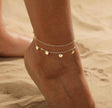 Gold Tone Multi Layer Charm Anklet – Dainty Beach Accessory