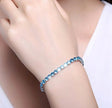 Elegant Blue CZ Round Cut Tennis Bracelet – Anti-Tarnish Protection