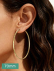 14K Gold Plated Sterling Silver Diamond Cut Square Tube Hoop Earrings – 70 mm