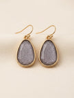 Sparkling Gray Teardrop Dangle Earrings – Gold Plated