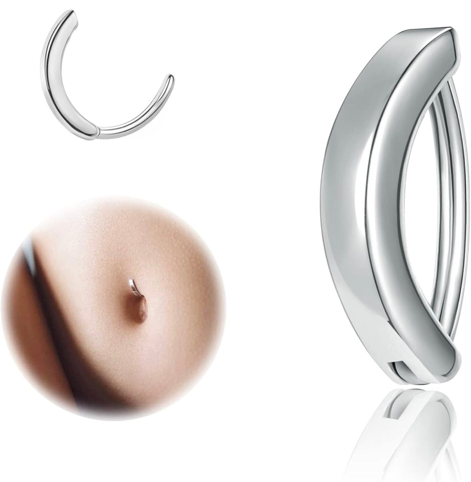 Minimalist 8mm Belly Barbell – Premium 925 Sterling Silver Navel Piercing