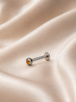 16G Surgical Steel Labret Stud – Silver Flat Back Colorful CZ Piercing