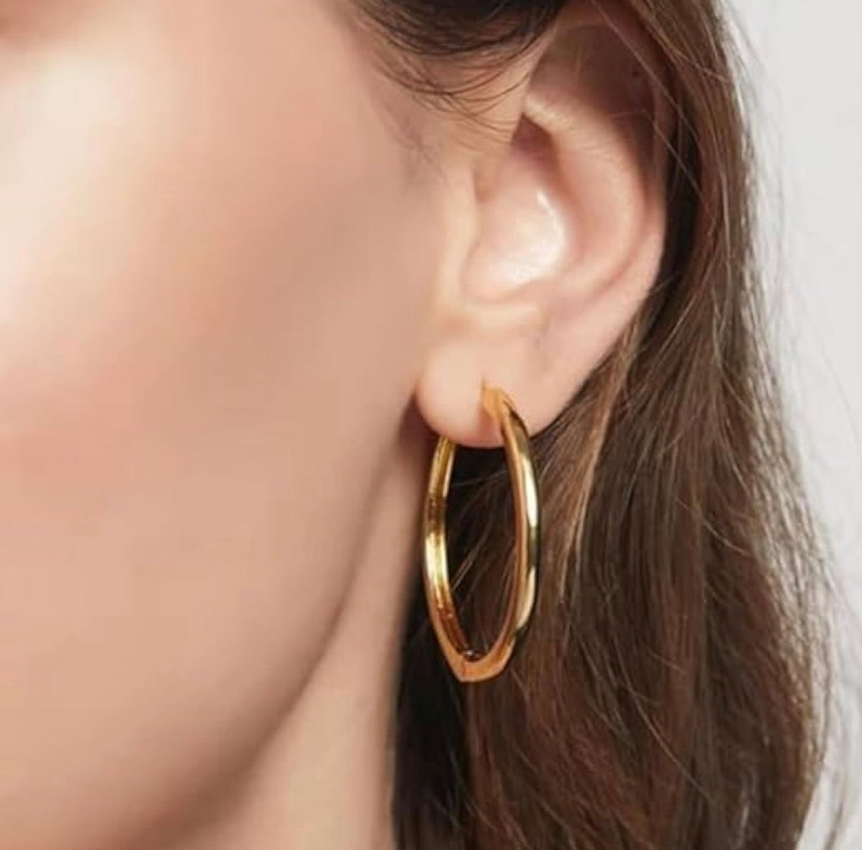Chunky Flat Hoop Earrings – Modern 925 Sterling Silver Minimalist Jewelry