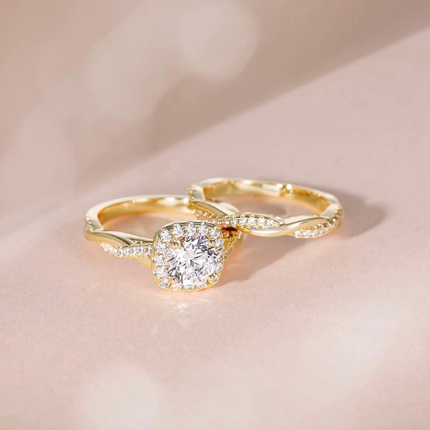 Luxury Cubic Zirconia Bridal Ring Set – Perfect Wedding & Engagement Duo