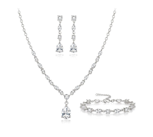 Teardrop Cubic Zirconia Bridal Jewelry Sets for Bride