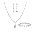 Stainless Steel Teardrop CZ Bridal Jewelry Set – Silver Wedding Duo