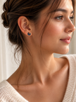 8mm Gold-Plated Stainless Steel Celestial Moon & Star Stud Earrings
