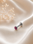 16G Surgical Steel Labret Stud – Silver Flat Back Colorful CZ Piercing