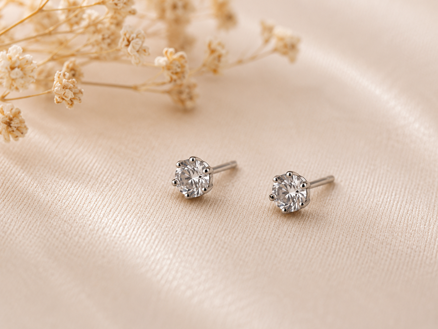 Classic Round Cubic Zirconia Stainless Steel Stud Earrings