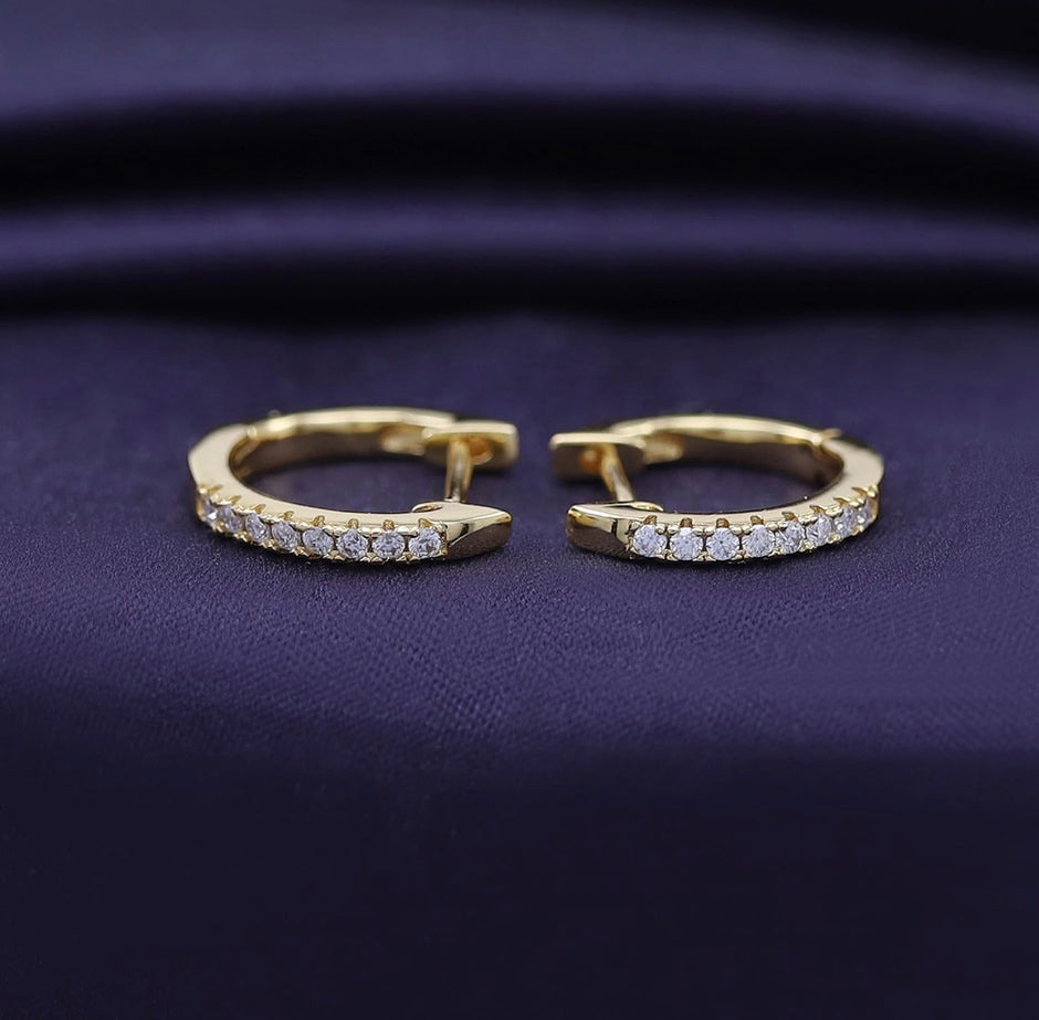 Minimalist Gold-Plated Mini Huggie Earrings in Authentic 925 Silver
