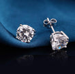 Sparkling Moissanite Stud Earrings – Hypoallergenic 18K White Gold Over Silver