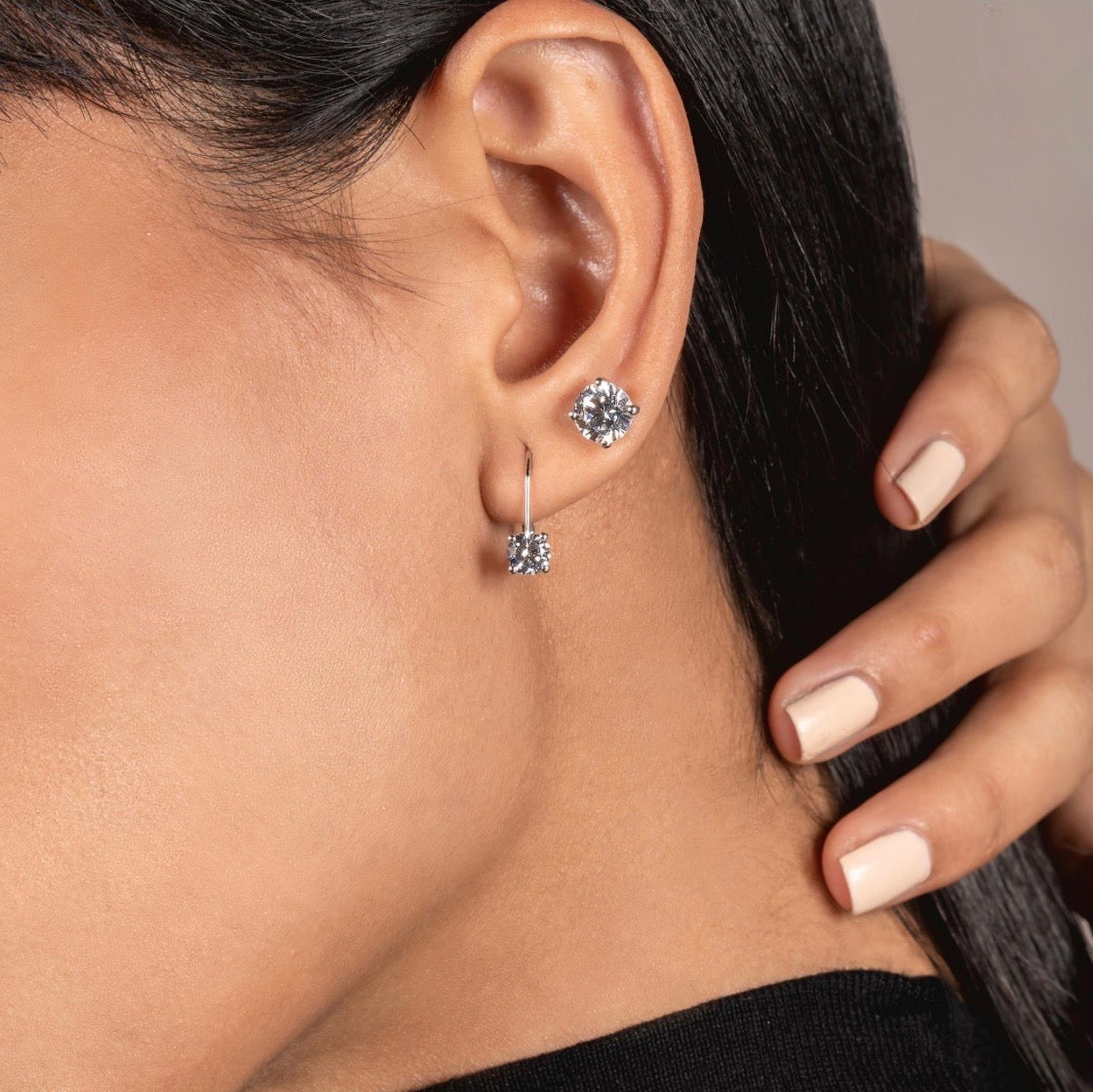 14K Solid White Gold Earrings
