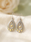 Vintage Teardrop Dangle Earrings with Yellow Beads