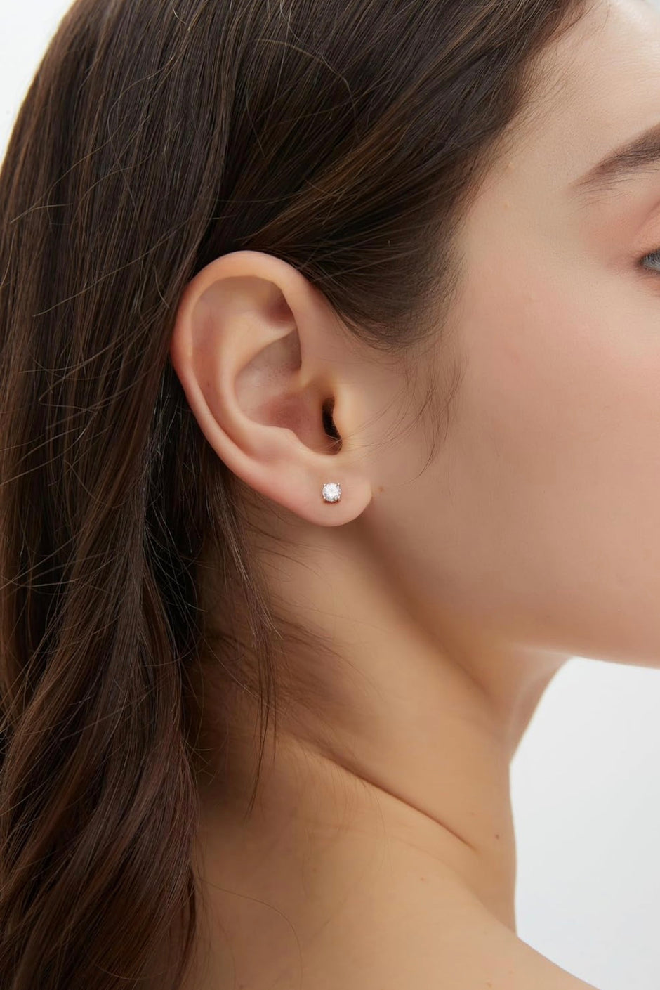 Classic 7mm 18K White Gold Plated Round Cubic Zirconia Stud Earrings