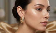 Elegant Zirconia Filigree Hoop Earrings – Gold Tone