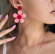 Retro Pink & Red Flower Statement Earrings