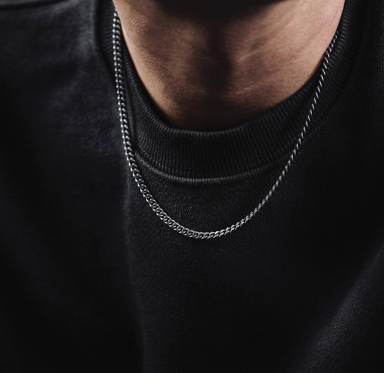 Classic 3mm Silver-Tone Stainless Steel Chain Necklace