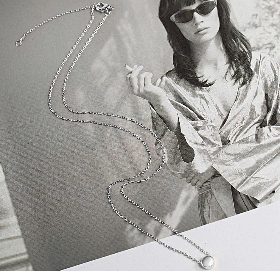 Minimalist Stainless Steel Polished Oval Pendant Necklace