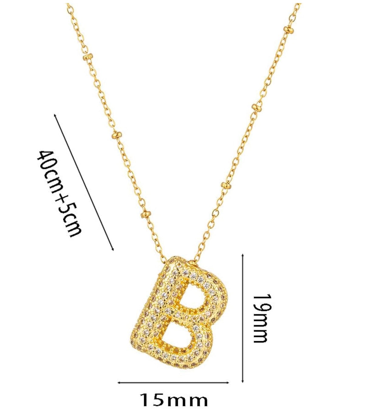 18K Gold Plated Crystal Bubble Initial Necklace – Paved Letter Pendant