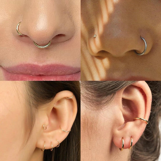 16G Surgical Steel Open Nose Hoop – Silver Minimalist Piercing Ring