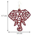 Bohemian Geometric Wooden Hollow-Out Elephant Dangle Earrings