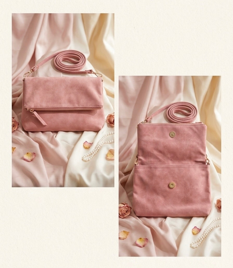 Elegant Pink Faux Leather Clutch Bag