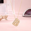 18K Gold Plated Crystal Bubble Initial Necklace – Paved Letter Pendant