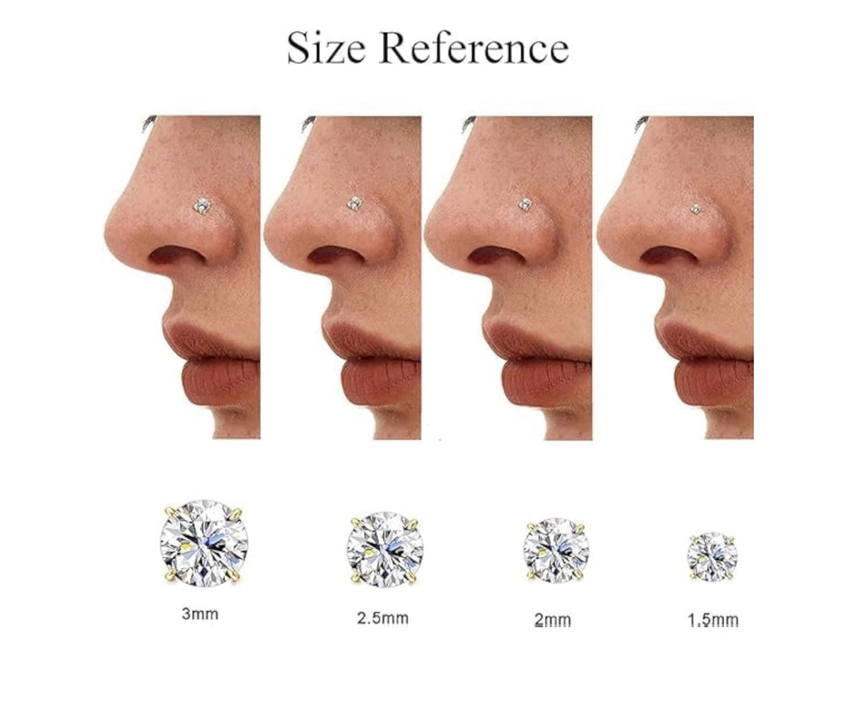 925 Sterling Silver Nose Bone Studs – Set of 3 Cubic Zirconia Piercings