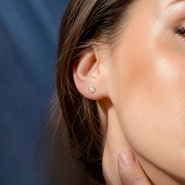 Dainty 3mm Gold Stainless Steel Pearl Style Stud Earrings