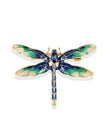 Elegant Enamel Dragonfly Brooch with Rhinestone Accents