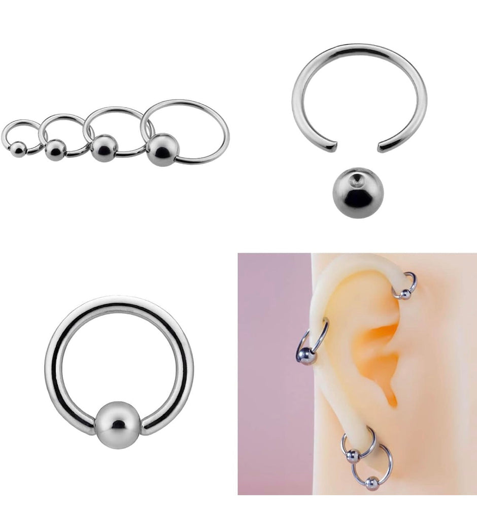 20G Surgical Steel Captive Bead Ring – 10mm Silver Piercing Hoop
