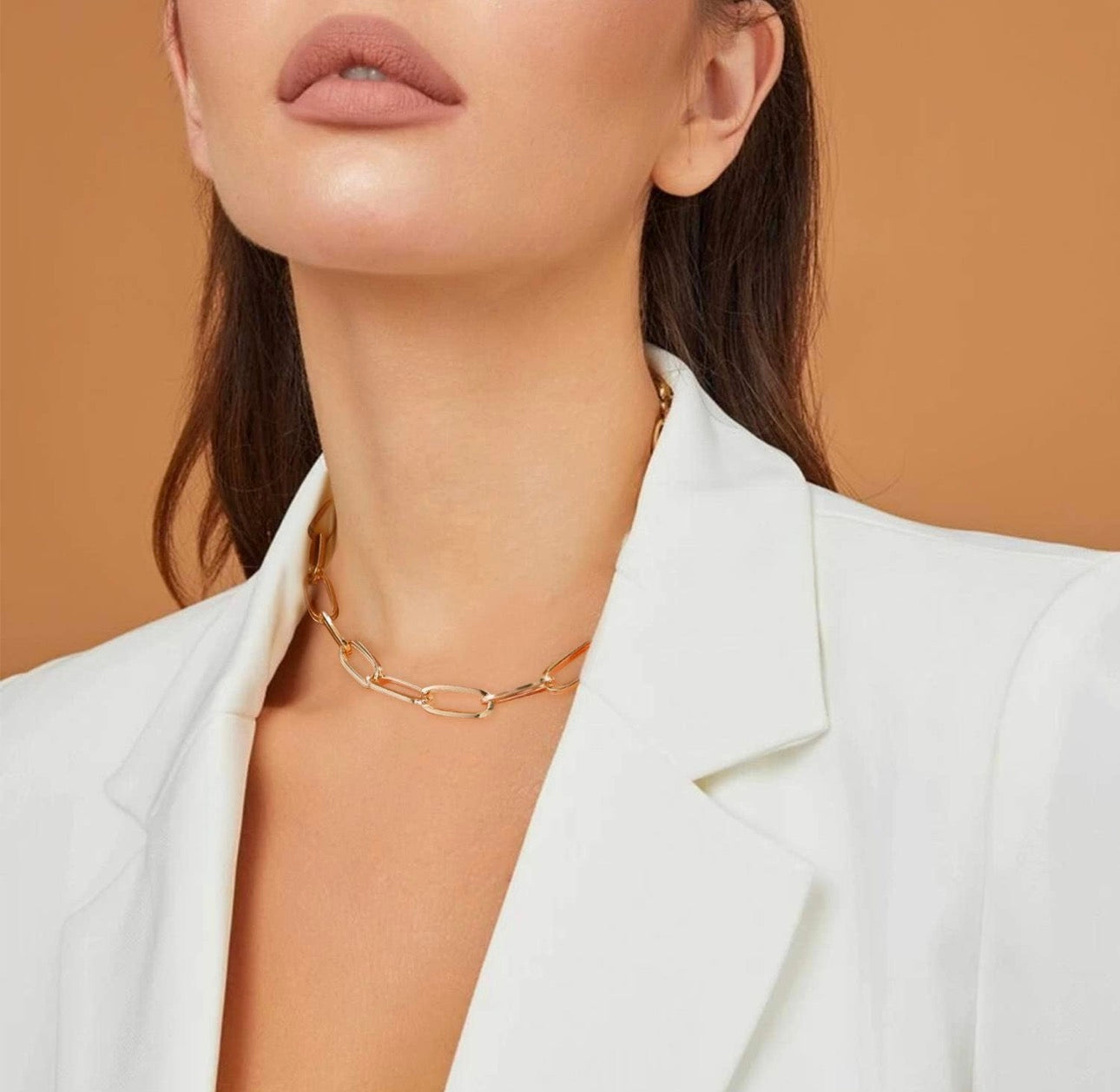 Chunky Gold-Tone 6mm Paperclip Chain Necklace (15