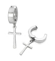 Stainless Steel Non-Piercing Cross Dangle Clip-On Earrings