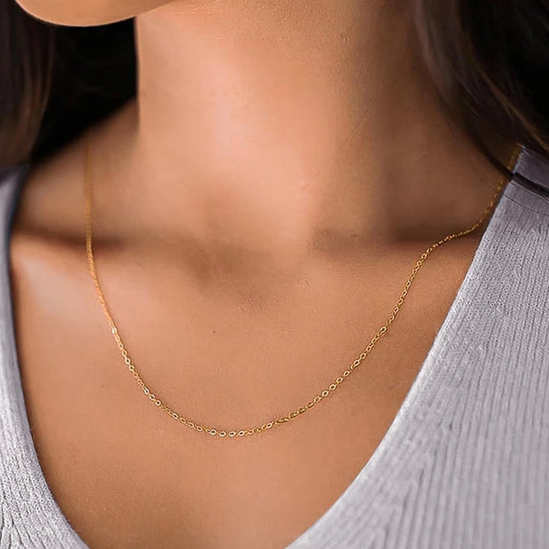 Classic Gold Chain Necklace – Stainless Steel 51+5 cm (20" + 2")  Link Chain 1mm
