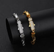 Elegant 16cm Silver-Tone Stainless Steel Rope Bracelet with Crystal Clasp