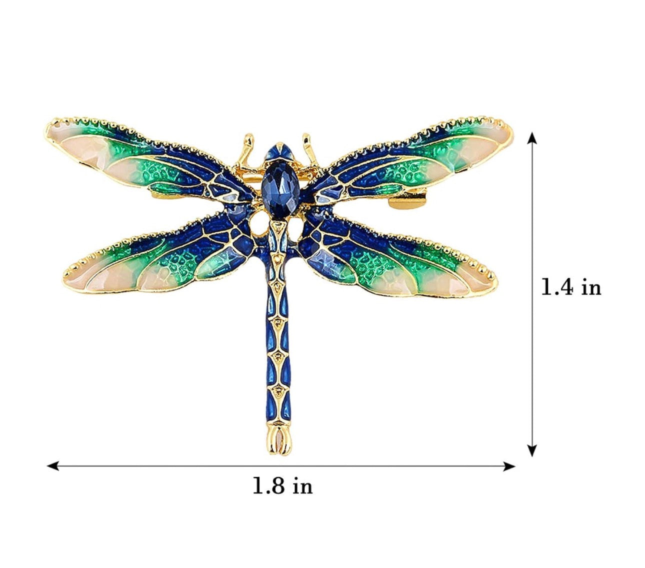 Elegant Enamel Dragonfly Brooch with Rhinestone Accents