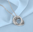Silver-Tone Interlocking Rings Necklace – Sparkling Double Circle Pendant