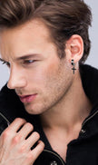 Stainless Steel Non-Piercing Cross Dangle Clip-On Earrings
