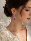 Vintage-Style Purple Stone & Crystal Clip-On Earrings