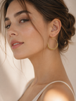 Elegant Gold-Tone Steel Large Hoop Dangle Earrings